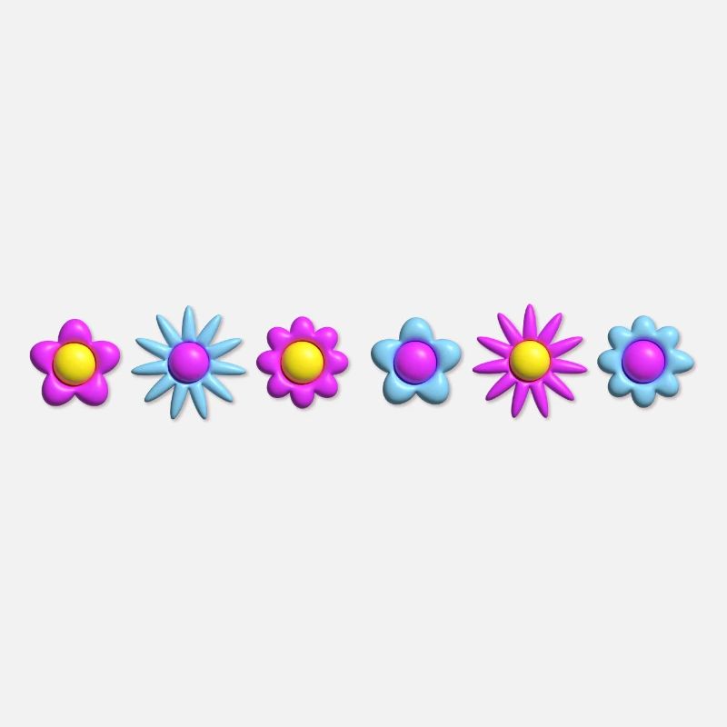 Fleurs en fleurs en rangée 3D
