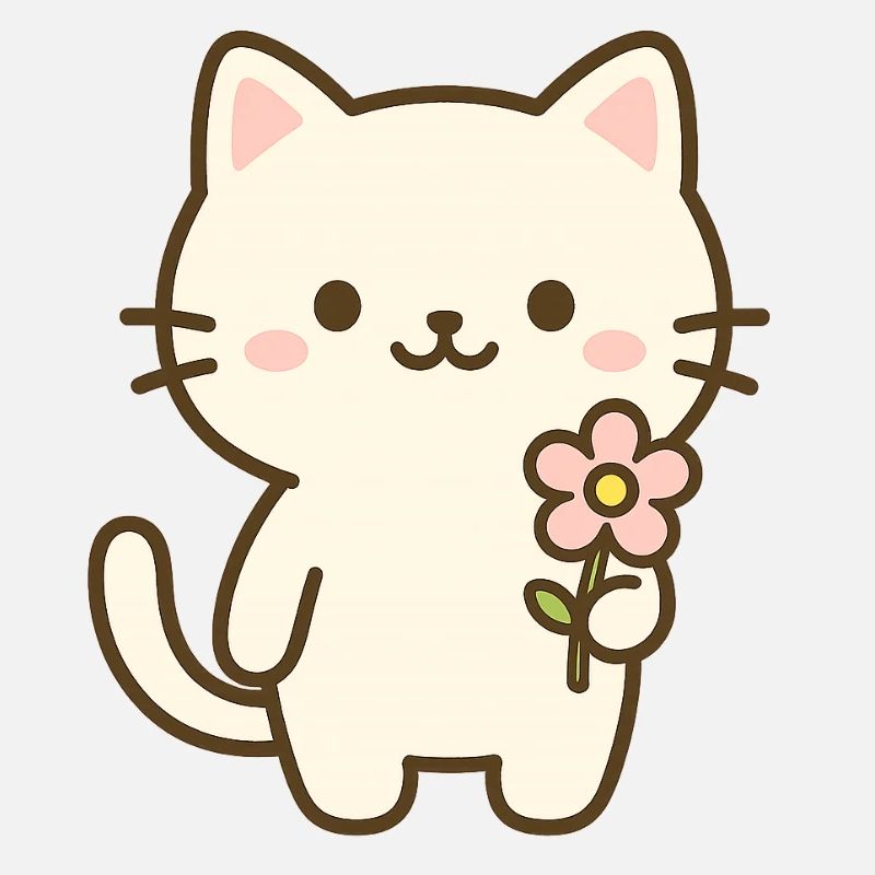 Chat mignon avec fleur