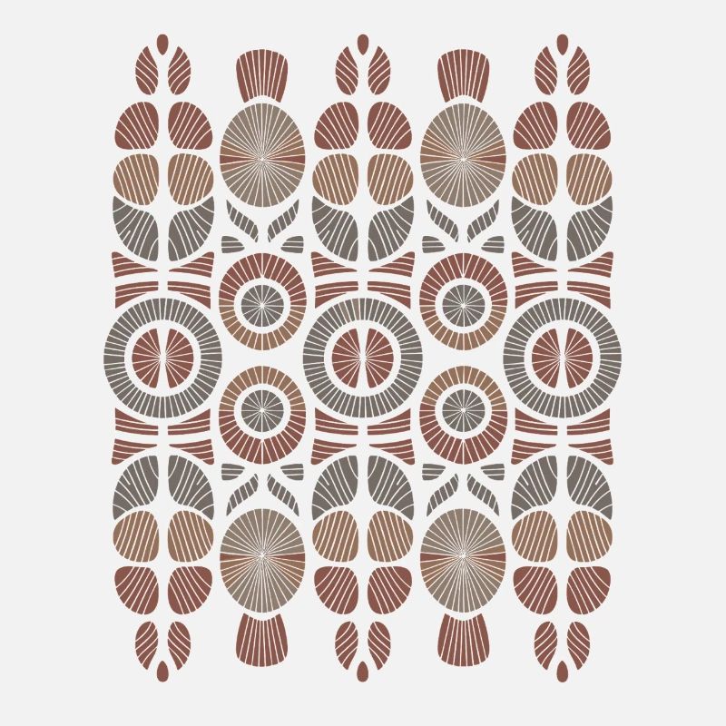 African Boho Pattern Circles and Leaves