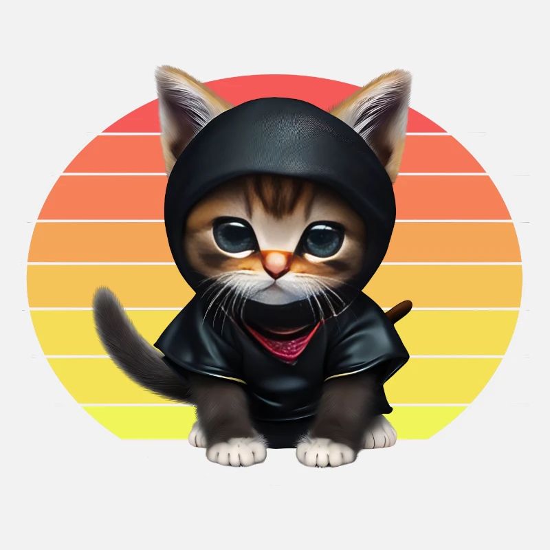 Coucher de soleil de chat ninja
