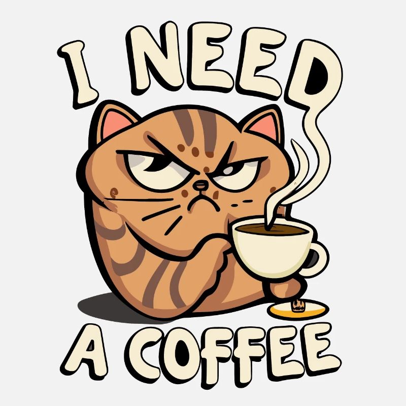Angry cat that needs its coffee