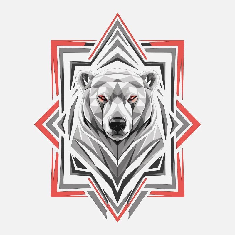 Geometric Polar Bear Head Artwork