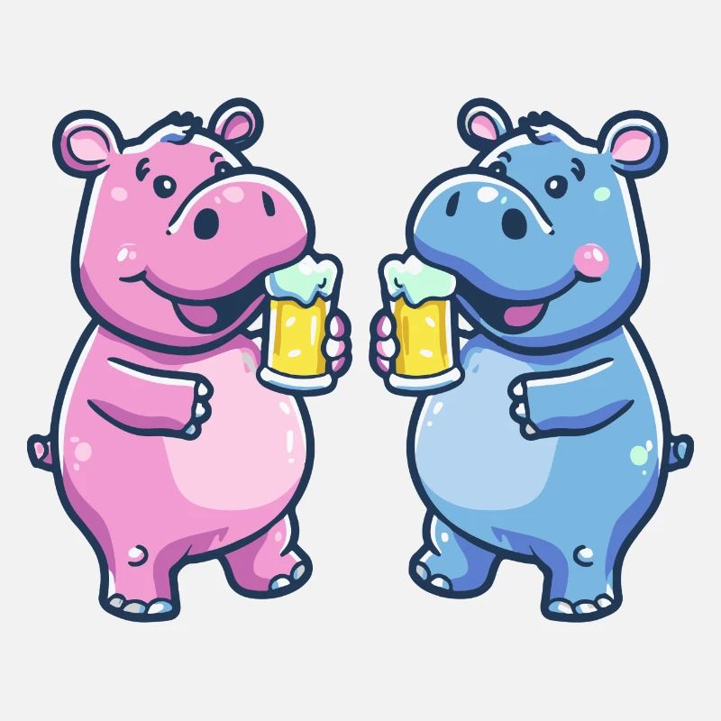 Nilpferd Comic Tier Bier Lustig Saufen