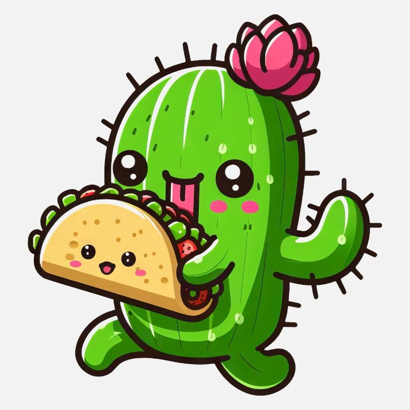 Conception de bande dessinée de tacos de cactus mignon
