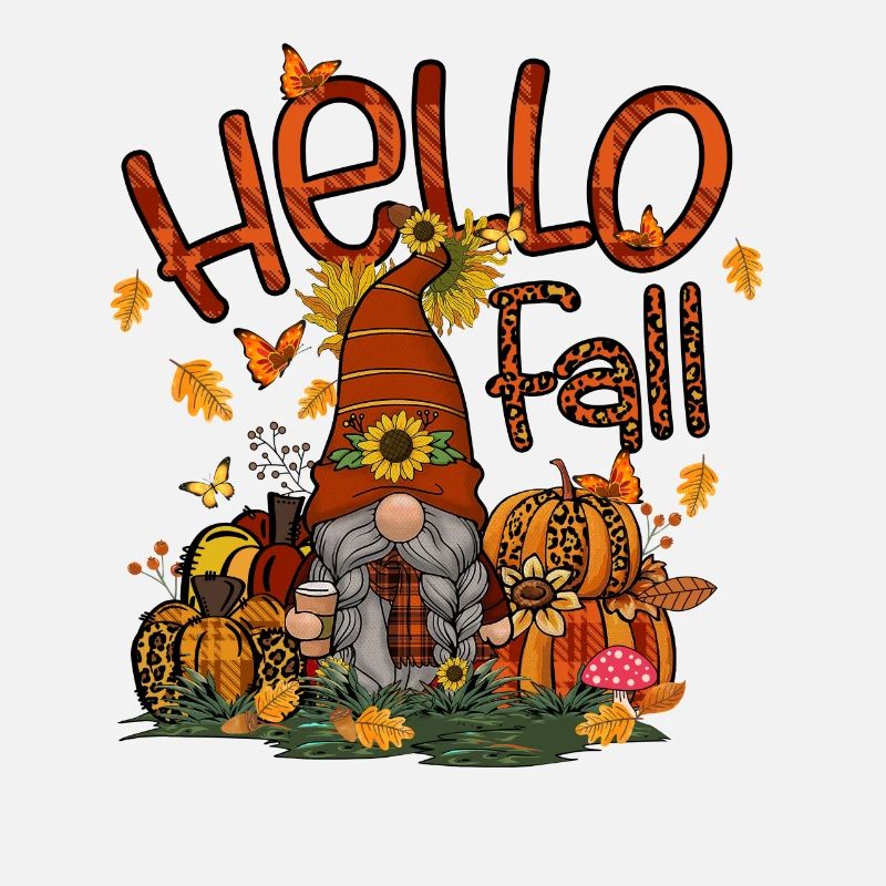 Hello Fall Gnome Thanksgiving Day Pumpkin Patch