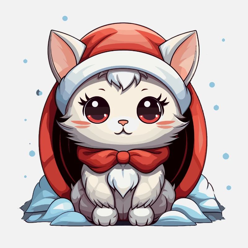 Design de Noël de chat - Style Kawaii