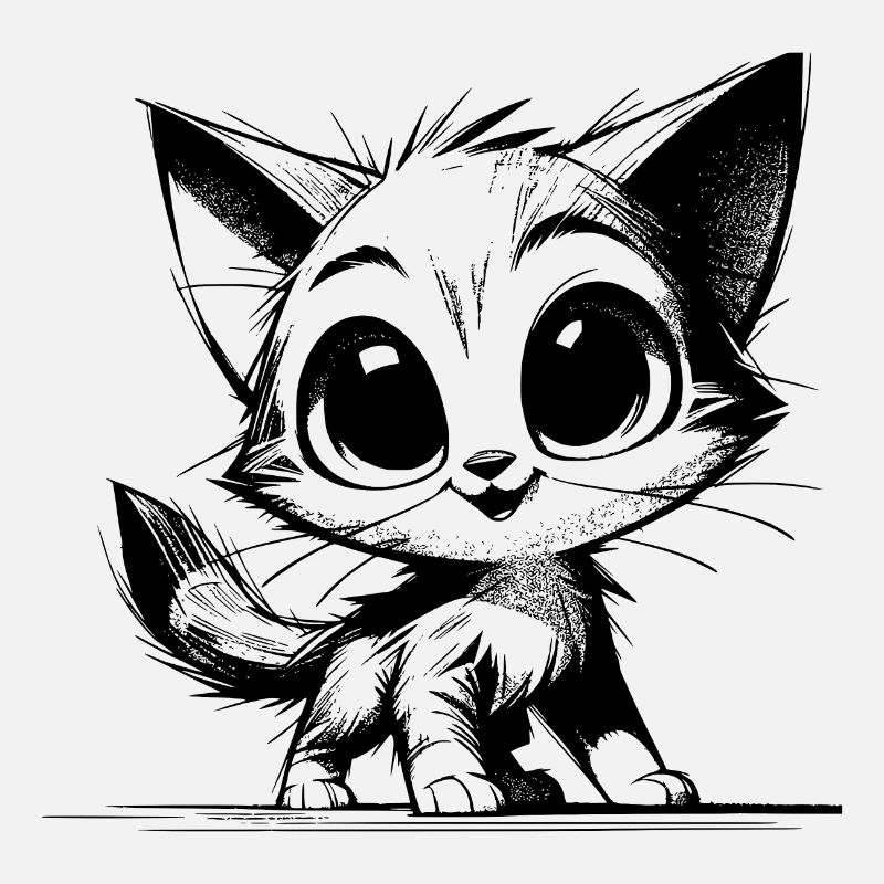 Chat mignon bébé dessin au crayon