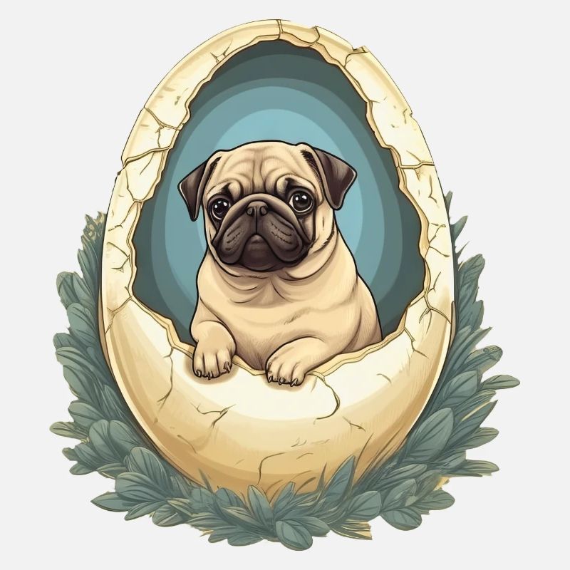 Pug Hatches from Eggshell - Cute