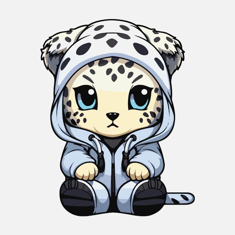 Snow Leopard Winter Leopard Comic Cute