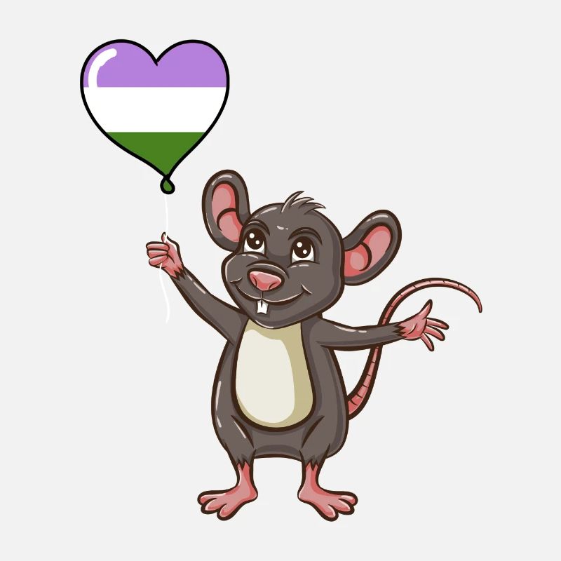 Mouse Heart Balloon Genderqueer Pride