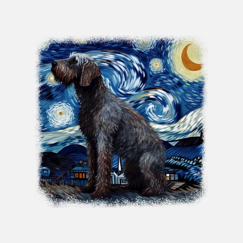 German Wirehaired Pointer Van gogh starry night