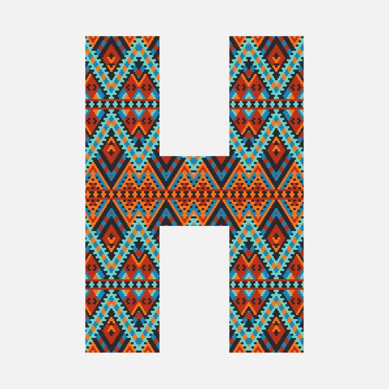 Buchstabe H - Boho-Design, buntes Monogramm