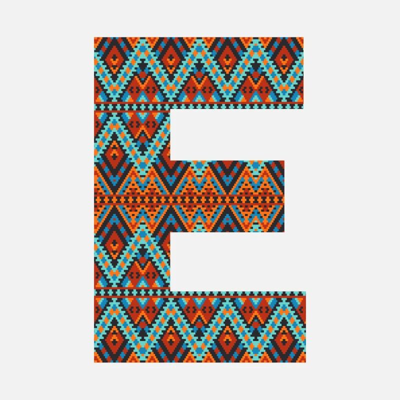Buchstabe E-Boho-Design, buntes Monogramm
