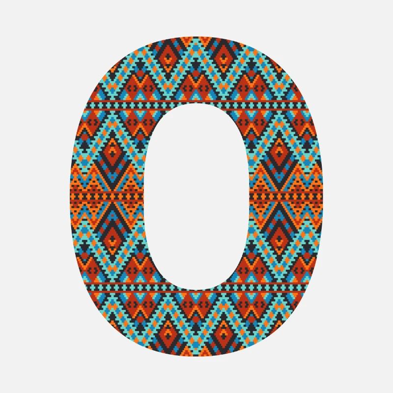 Buchstabe O- Boho-Design, buntes Monogramm