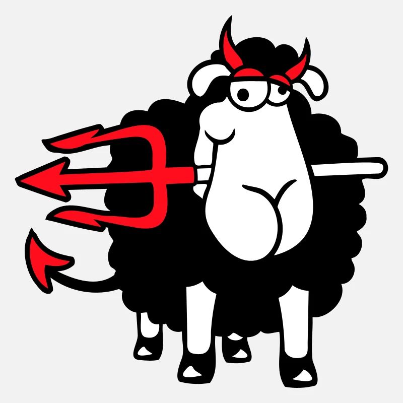Mouton Diable Satan Enfer Mal Trident Cornes Cool