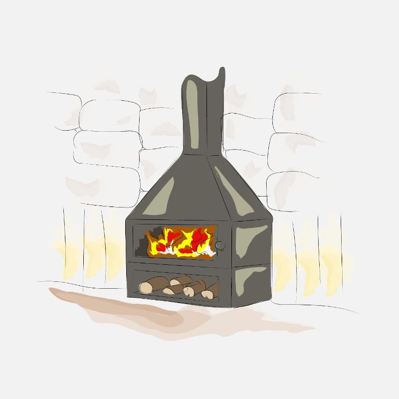 Cheminée à bois éclairée