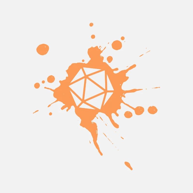 Polyhedral D20 Dice Paint Splatter