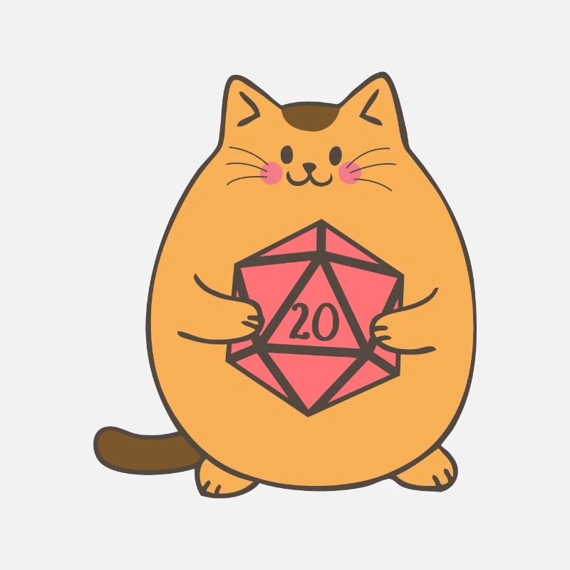 Fat Cat with D20 Dice Dungeon Kitties