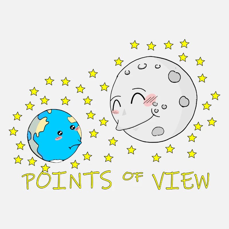 Conception mignonne de points de vue positifs de la lune et de la terre