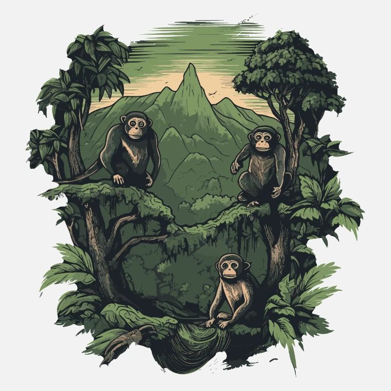Monkey Monkey Jungle Nature Palm Trees Monkey Mountains Forest