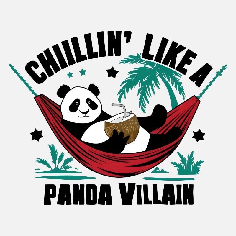Panda mignon dans un hamac - Coconut Drink Art Desig