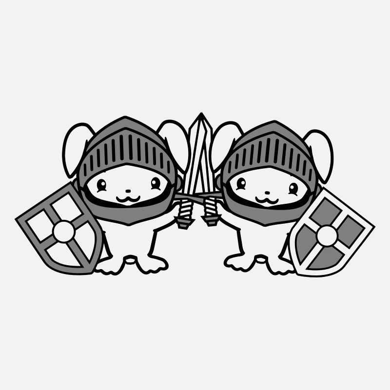 2 lapins chevalier épée bouclier armure casque château