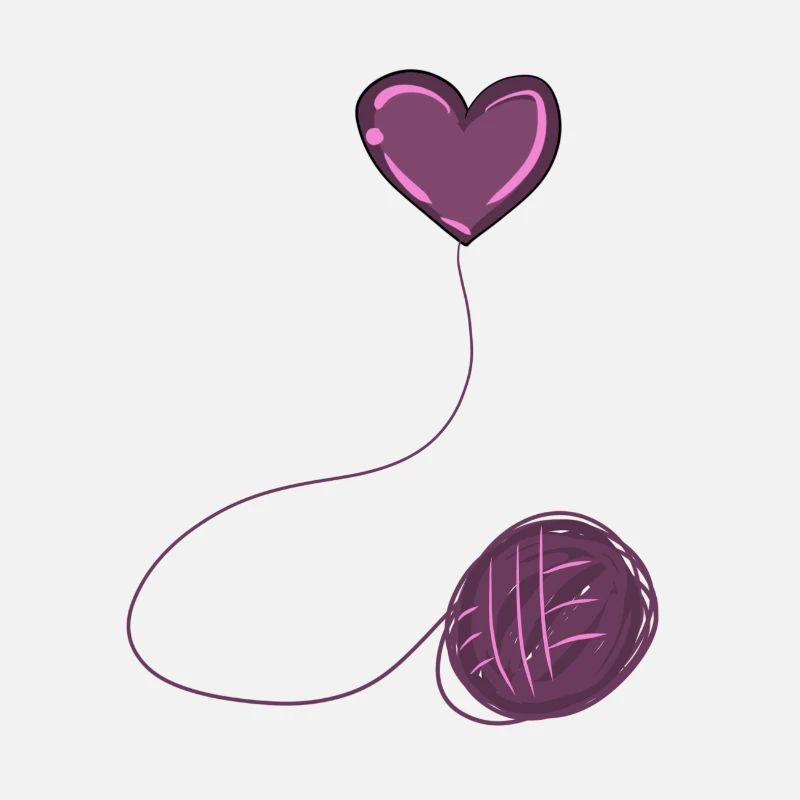 heart pink symbol wool thread line