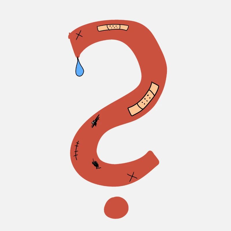 Question mark scars sad plaster