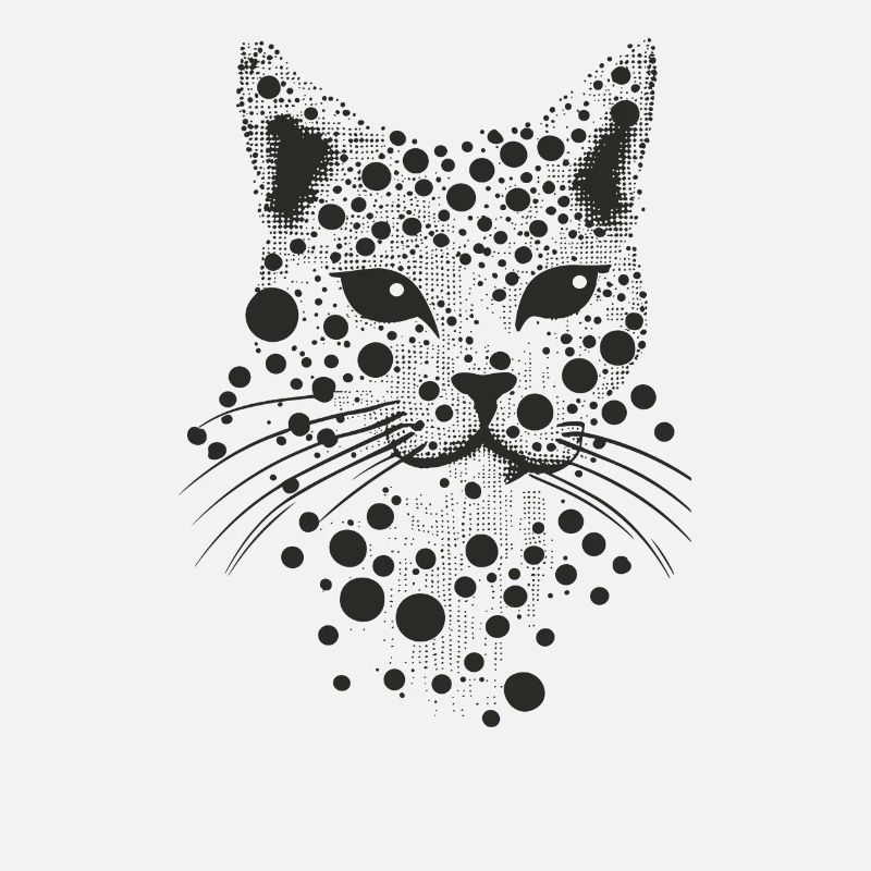 Visage de chat de chat dans la conception de points