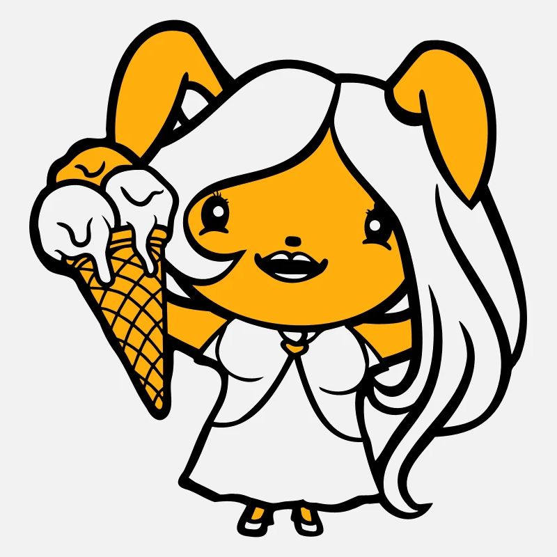 Hase isst Eis Waffel Eiscreme lecker Mädchen Frau