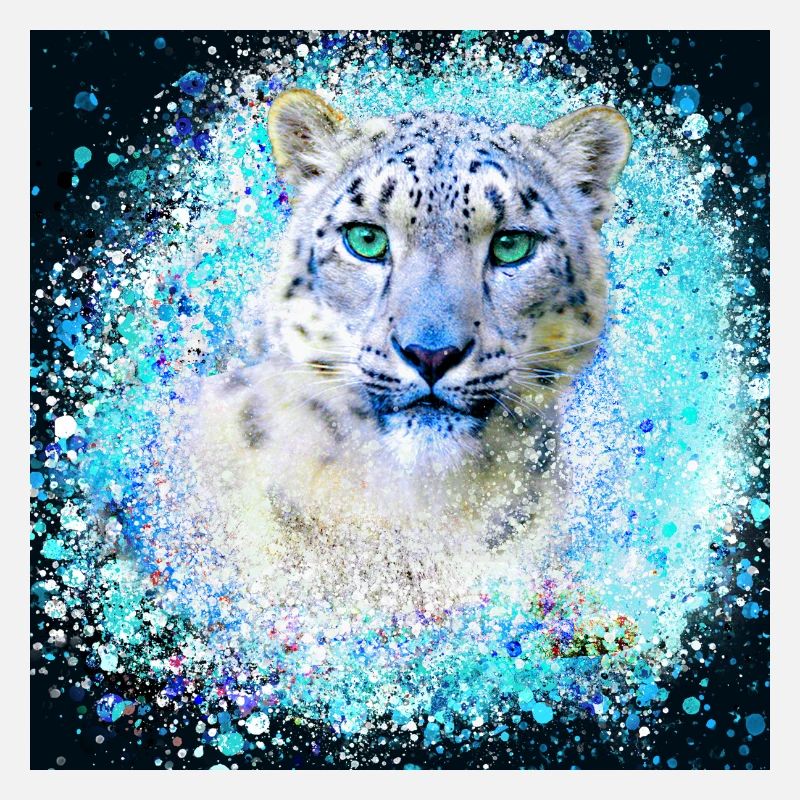 léopard des neiges, chat, léopard, jaguar, blanc, graffiti