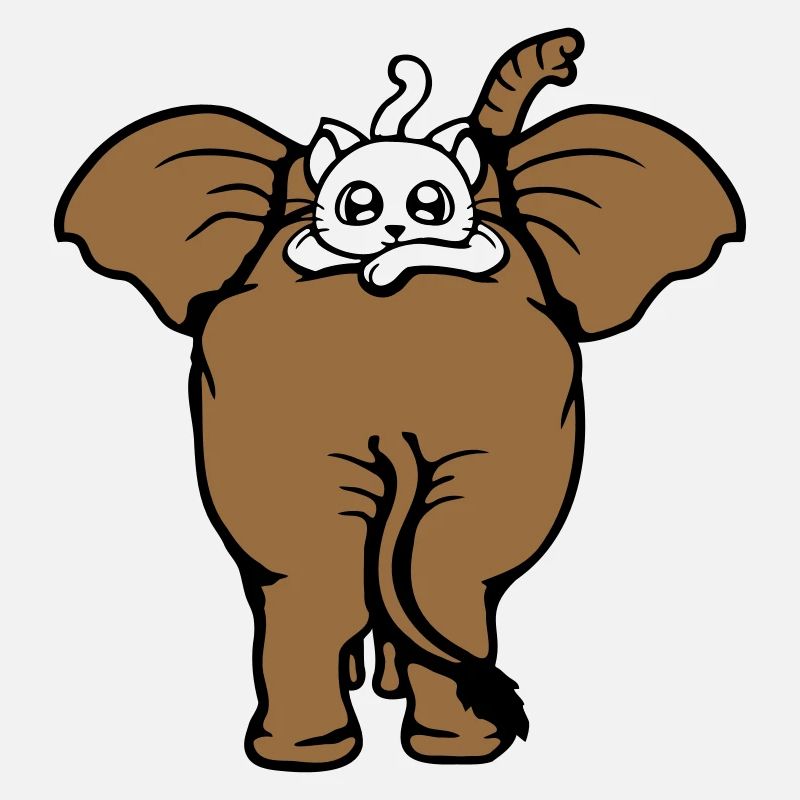 Chat Éléphant Équipe de marche Couché 2 Amis Mignon