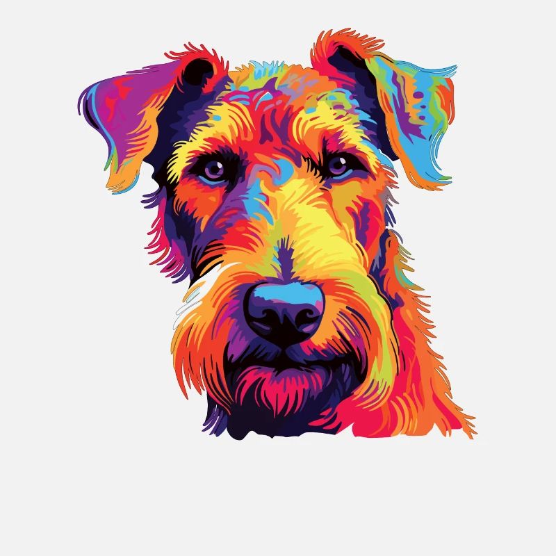 Aquarelle colorée Airedale Terrier