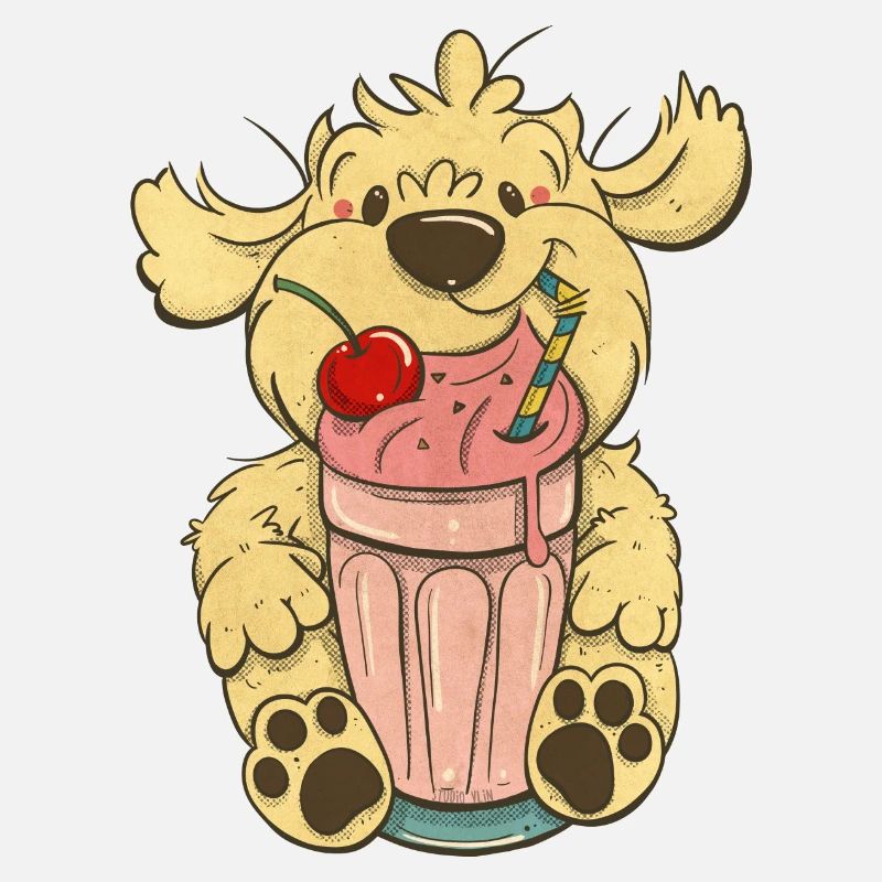 Cockapoo Thor with pink milkshake