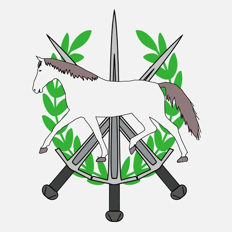 Lorbeerkranz Ritter Schwerter Held Pferd Held