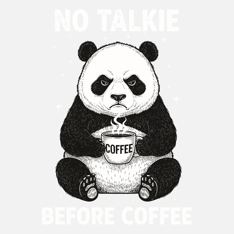 Pas de conversation devant un panda amateur de café
