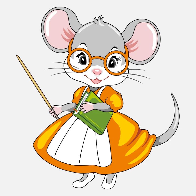 Smart mouse teacher with a pointer and a book