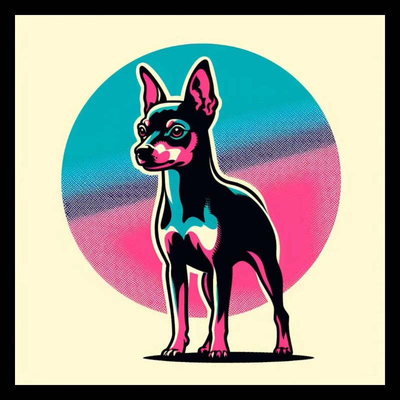 Deer Pinscher illustration in risograph vector style