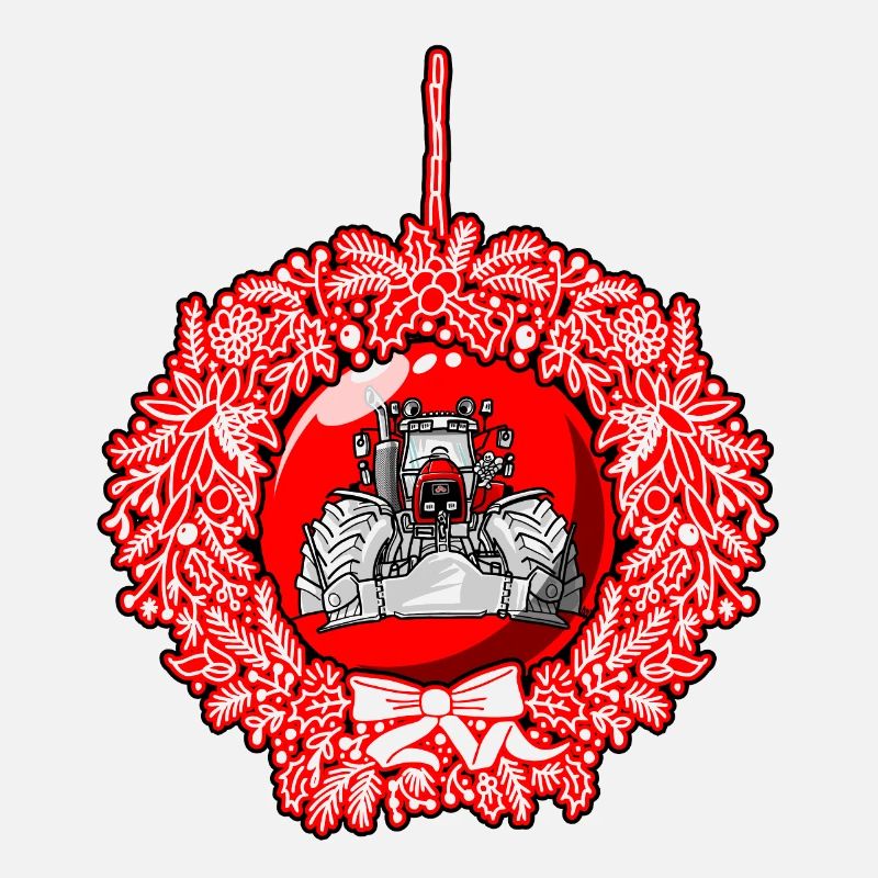 Weihnachtskranz Roter Traktor