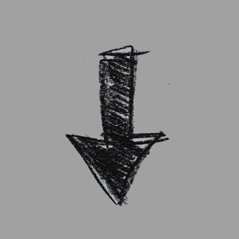 Flèche peint vers le bas idée de cadeau Scribble