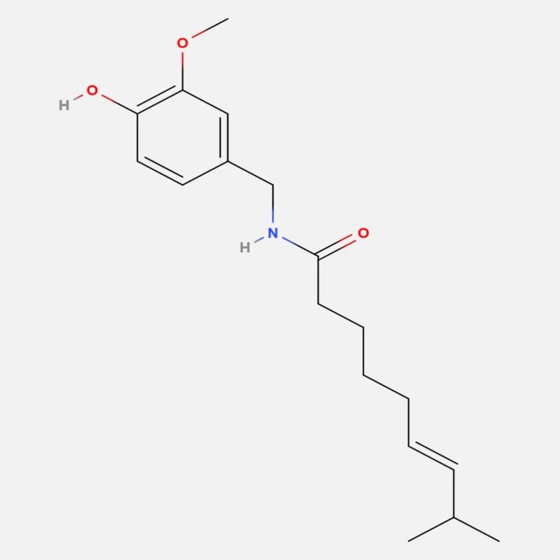 Capsaicin Molecule - Colored Structural Formula
