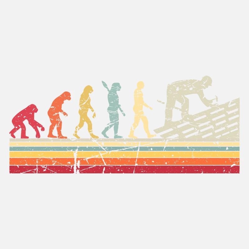Roofer Human Evolution Retro Vintage Construction