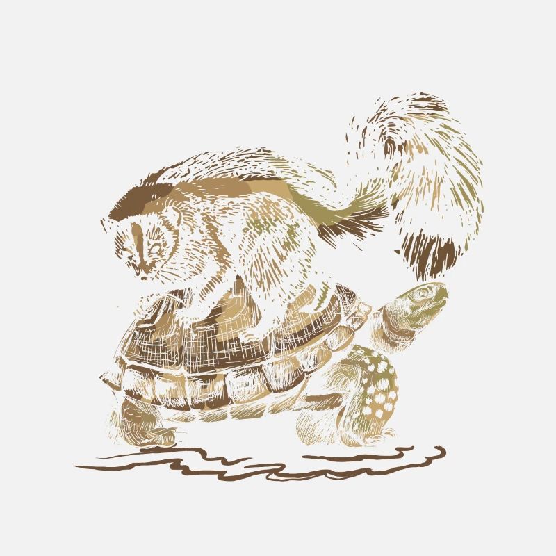 Skunk and turtle