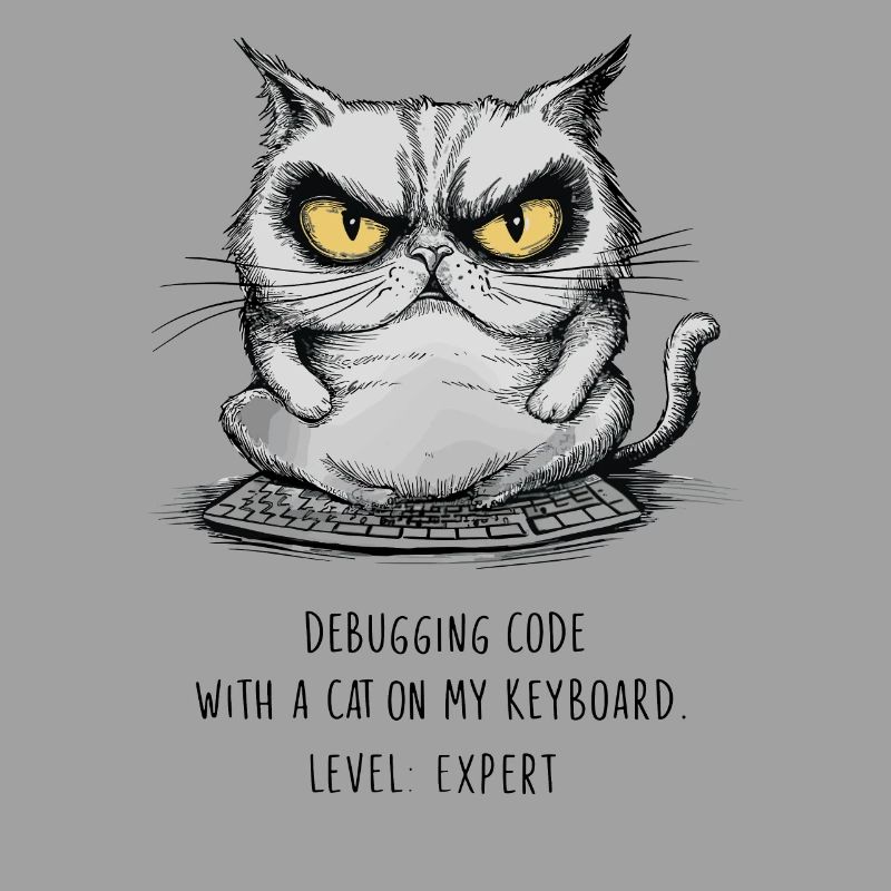 Debugging Code Cat Keyboard Expert Humor