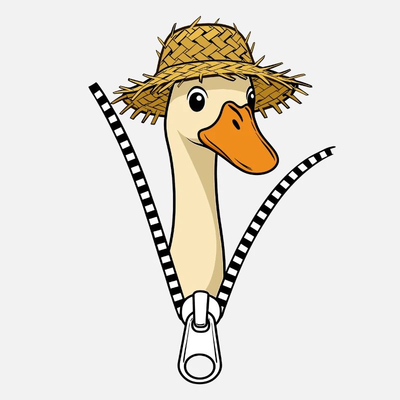 Canard de course avec noix de paille qui se zippe à travers la fermeture éclair
