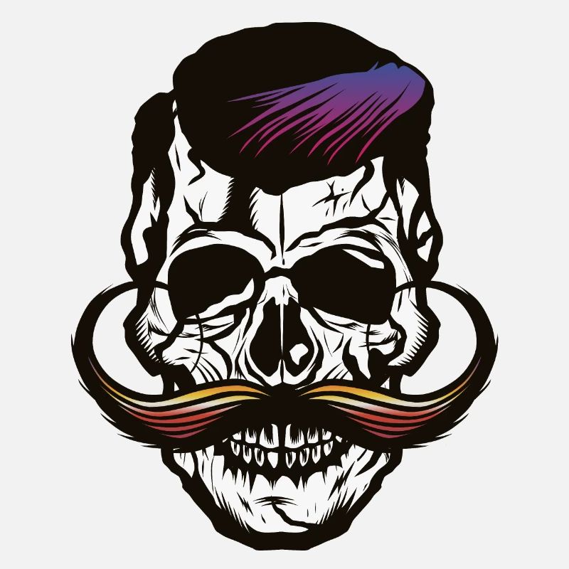 Schädel Totenkopf Schnurrbart Schnurrbart Hipster