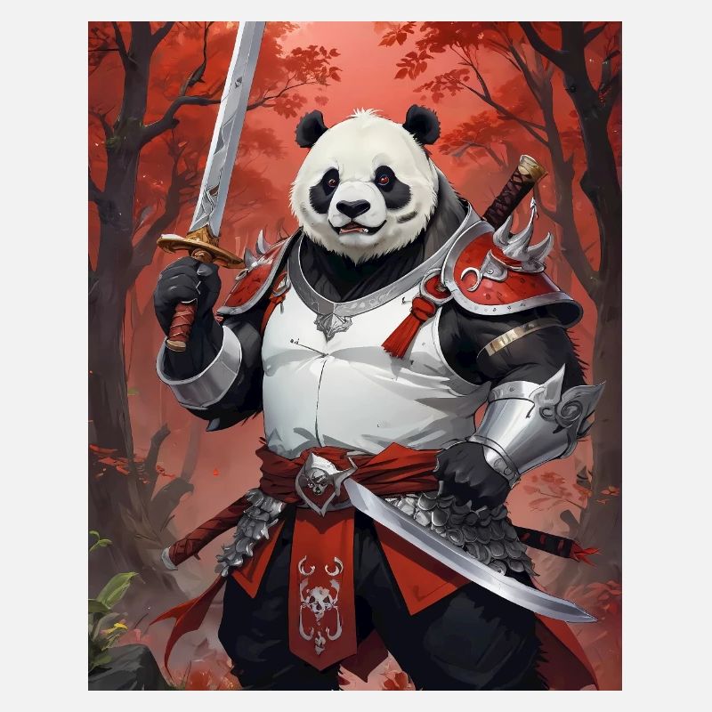 A monstrous behemoth beast a panda bear samurai