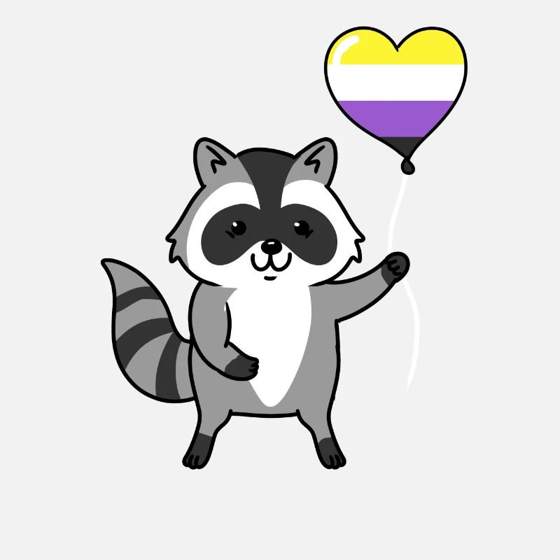 Waschbär Herzballon Nonbinary