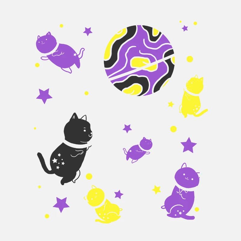Nonbinary Pride Katze im Weltraum