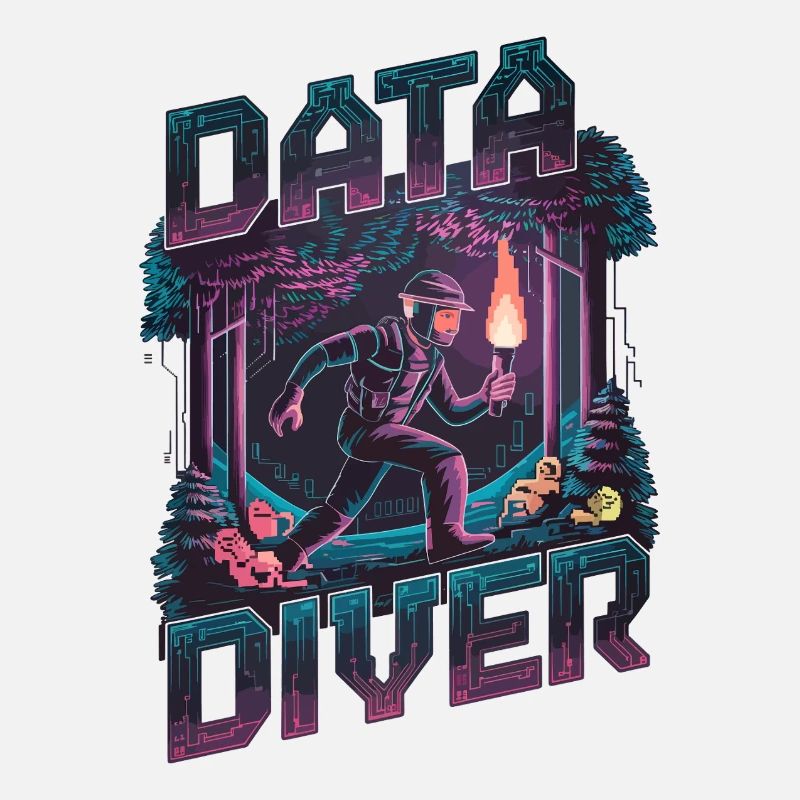 Data Diver Cyber Explorer Retro Tech Artwork